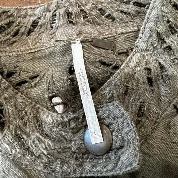 Free People Women's Olive Green Cropped Military Jacket - Picture 2 of 7